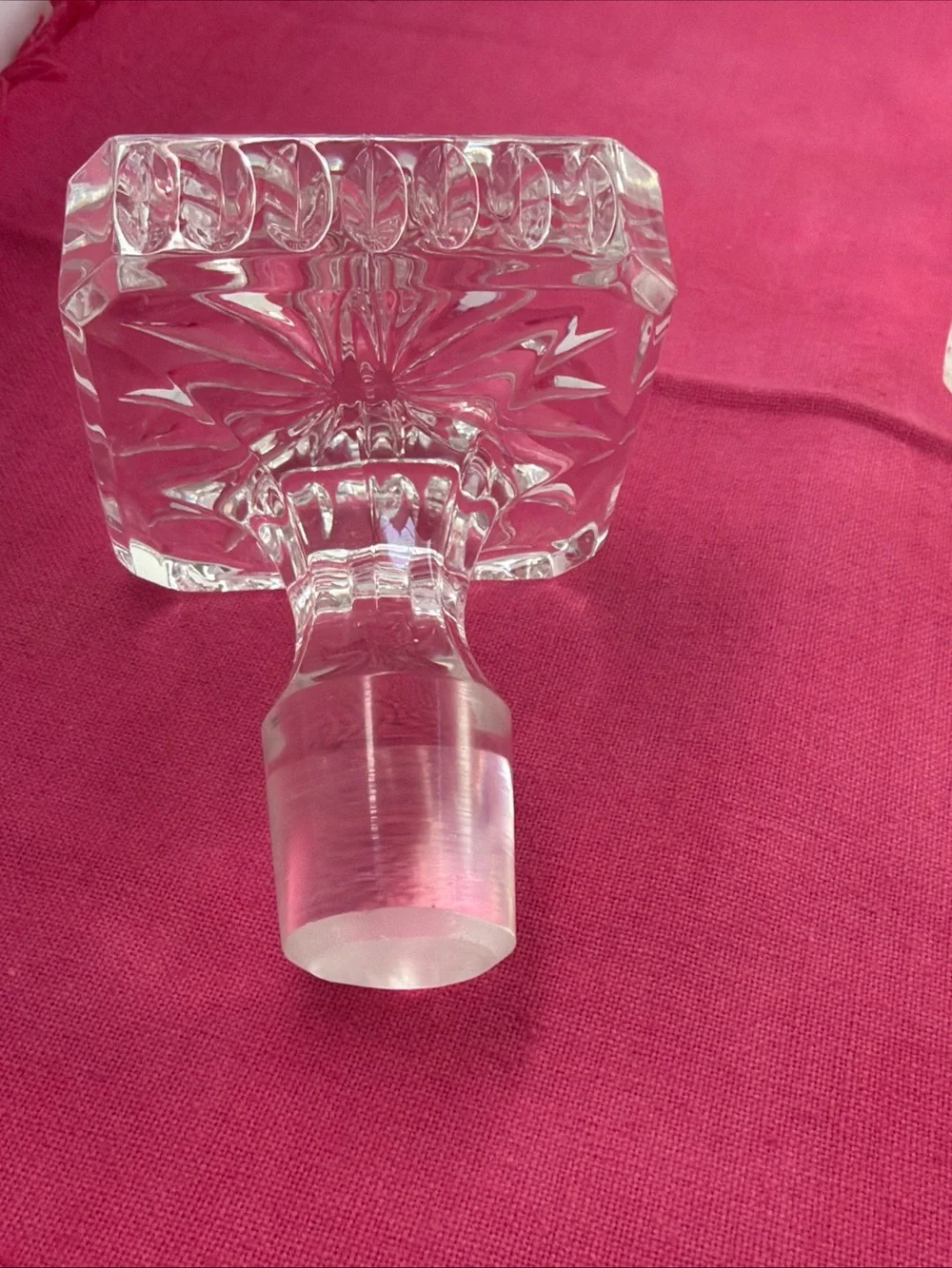 Vintage Clear Cut Crystal Pinwheel Square Decanter with Stopper